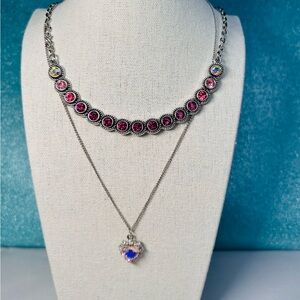 Paparazzi Heart Necklace Layered 3 Pc Bundle Set 2 Necklaces 1 Earrings